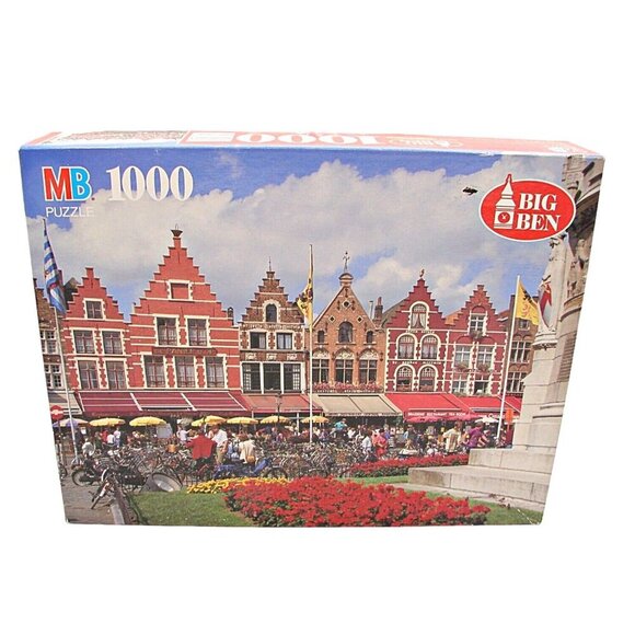 Milton Bradley Puzzle Big Ben 1000 Interlocking Pieces Brugge Belgium 26x20" - Picture 1 of 9